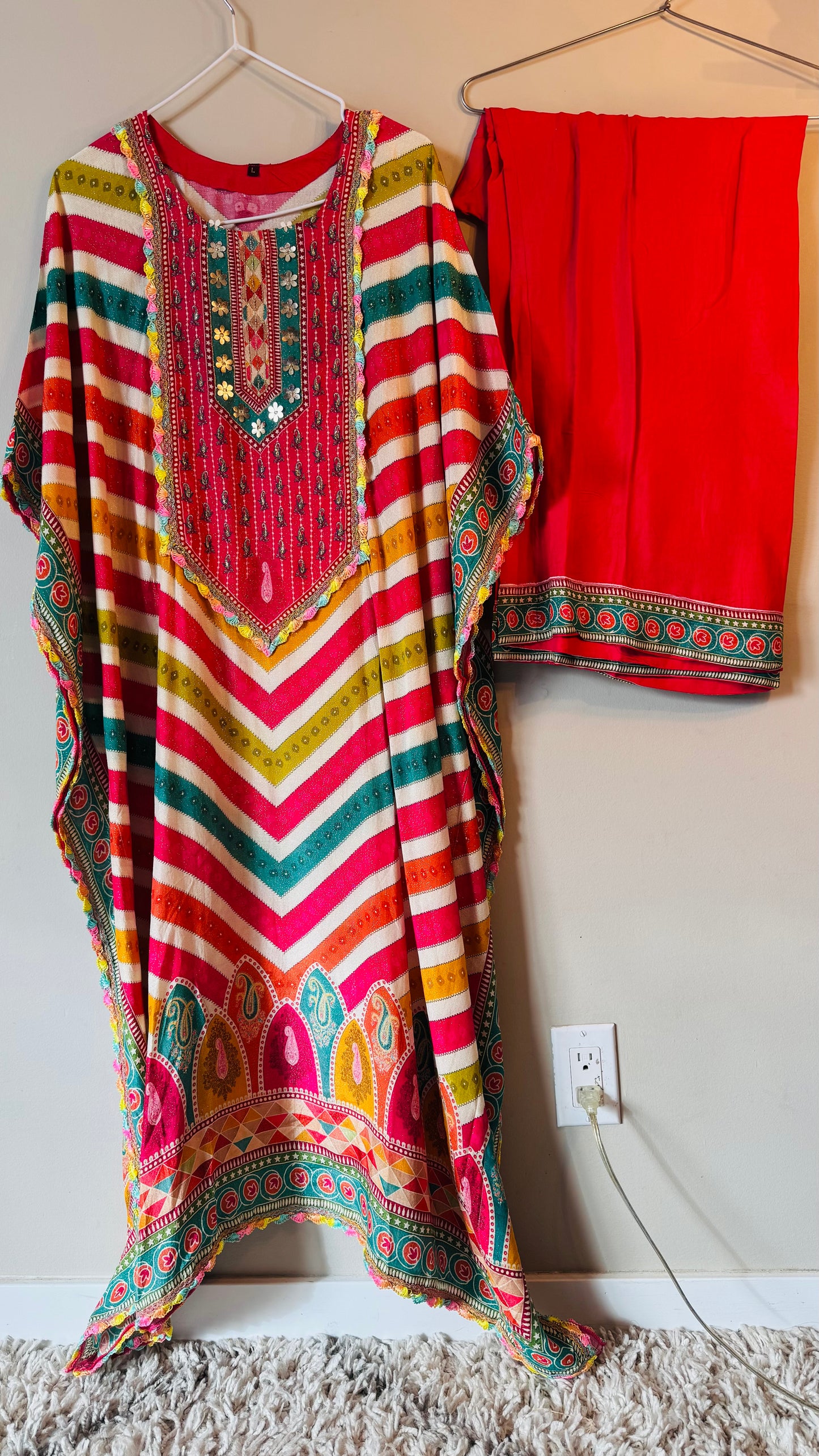 Multi color Kaftan Set- Ready to wear