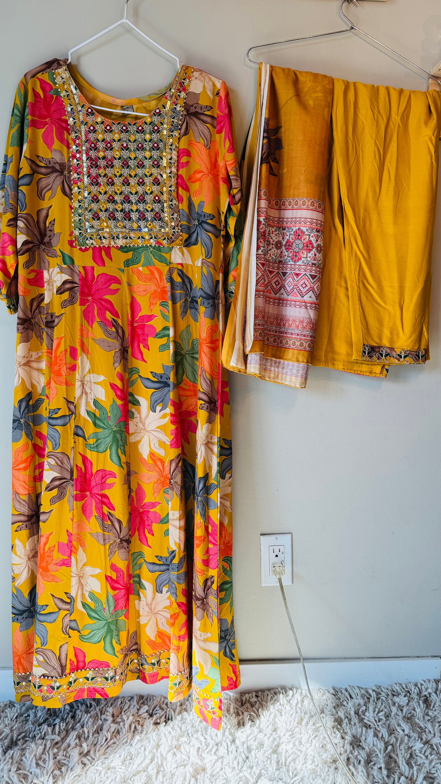 Anarkali set with Dupatta and Pant