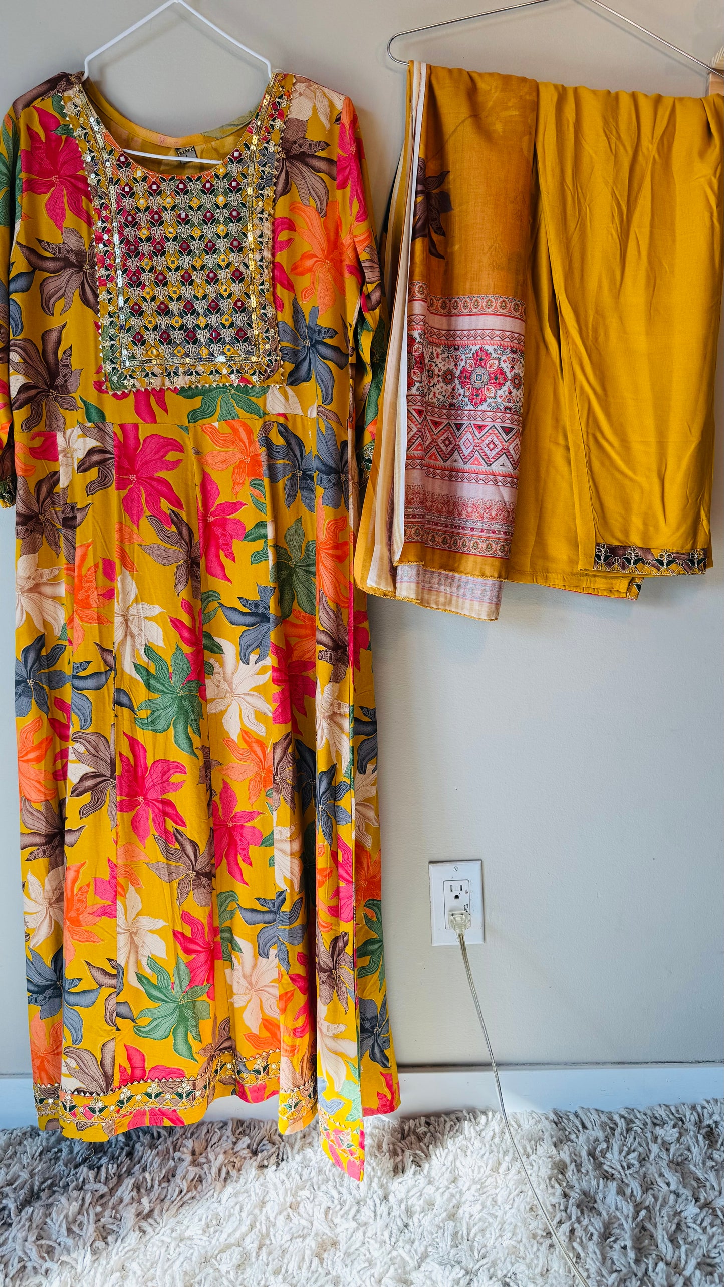 Anarkali set with Dupatta and Pant